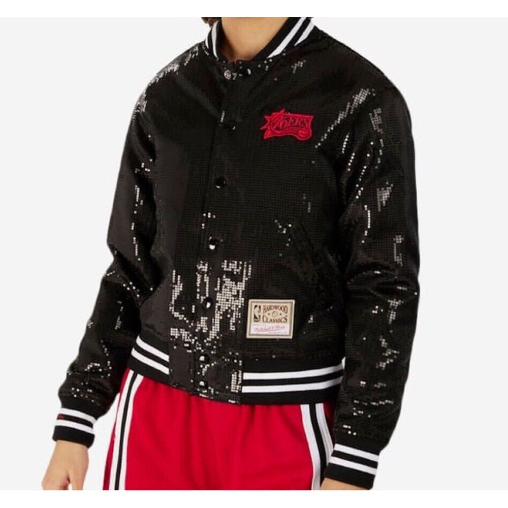 ✅Philadelphia 76ers Mitchell & Ness Button Up Sequence Jacket Women's M Msrp225